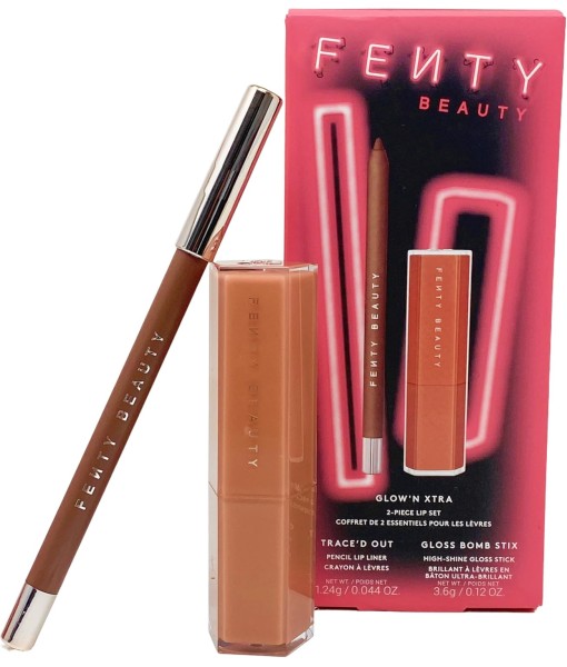 fenty beauty 2 piece lip set exta thigh + fenty glow
