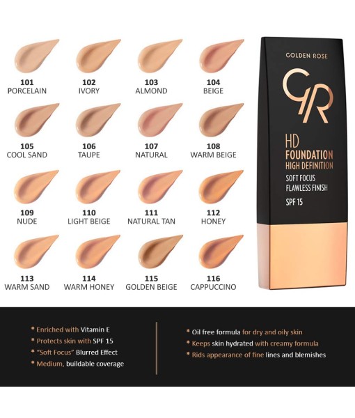 golden rose hd foundation 109 nude