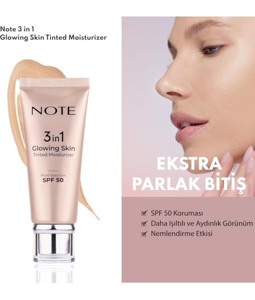 note 3 in 1 glowing skin tinted moisturizer n10 spf50 30ml
