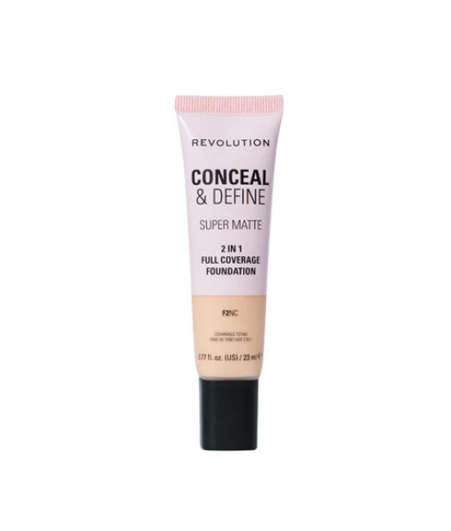 revolution conceal & define super matte 2in1 full coverage foundation f2nc
