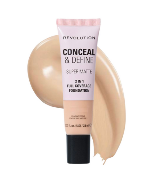 revolution conceal & define super matte 2in1 full coverage foundation f1n