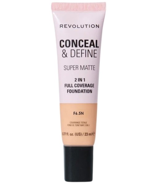 revolution conceal & define super matte 2in1 full coverage foundation f6.5n