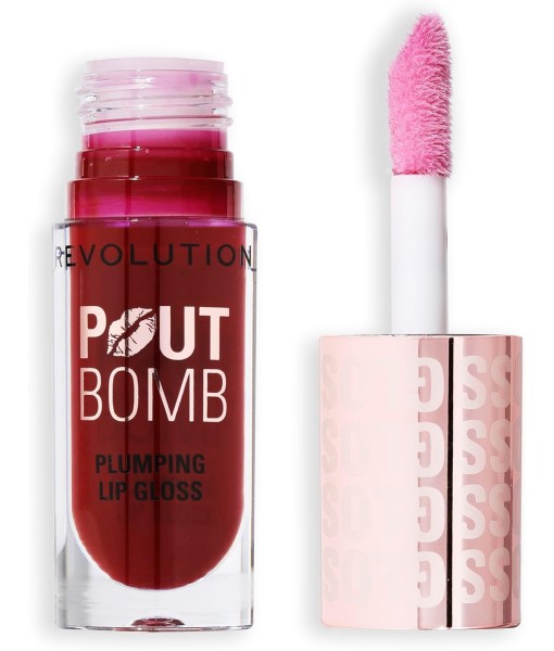 revolution pout bomb plumping lip gloss berry mauve