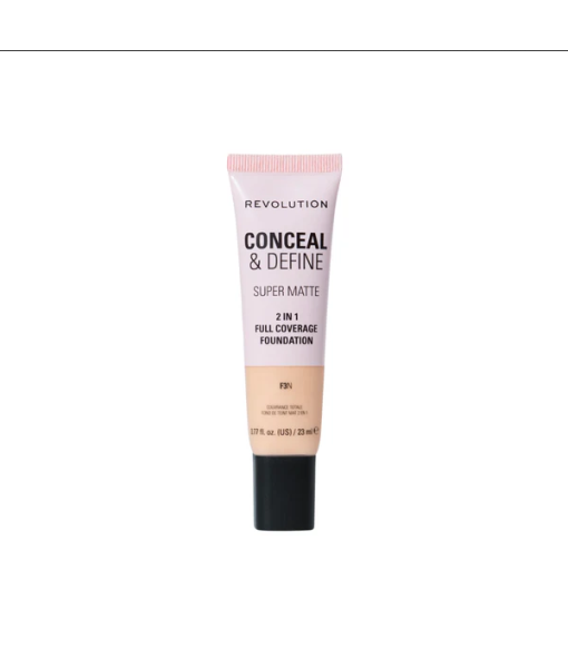 revolution conceal & define super matte 2in1 full coverage foundation f3n