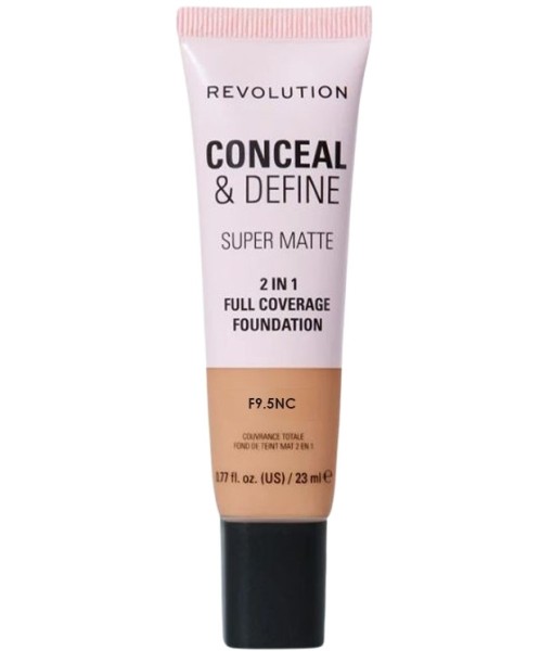 revolution conceal & define super matte 2in1 full coverage foundation f9.5nc